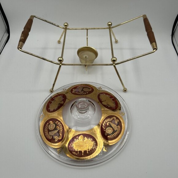 Vtg MCM Gold Cera Etruscan Casserole Lid & Rack *Needs dish*‎ - Picture 3 of 10